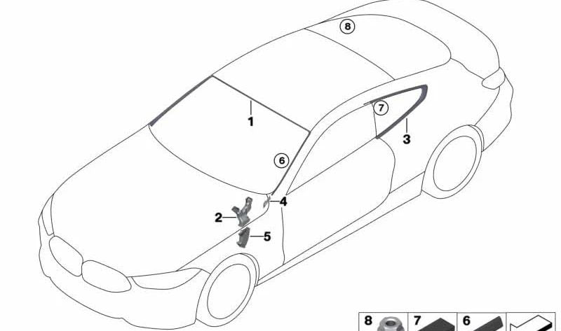 Embellecedor de Ventana Lateral Fijo Izquierdo para BMW F92, G15 (OEM 51377456083). Original BMW