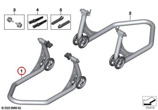 Vordere Sporthalterung OEM 77028551859 für BMW Motorräder R1200GS, R1250GS, S1000RR, M1000RR... und mehr. Original BMW Motorrad.