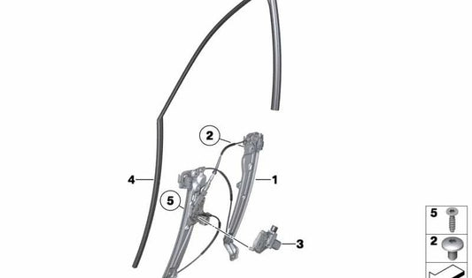 Fensteraufzug ohne rechts vor BMW F10, F11, F18 (OEM 51337182132). Original BMW