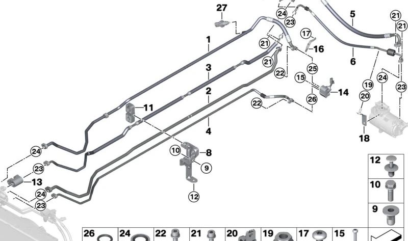 Tubería de succión para BMW I01, I01N (OEM 64509291152). Original BMW