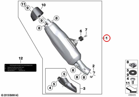 Silencieux sport OEM 77115A791A8 pour motos BMW R 1250 GS, R 1250 GS Adventure, R 1200 GS... et plus encore. BMW Motorrad d'origine.