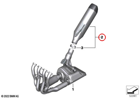 OEM 77115A791B8 Sportschalldämpfer für BMW S 1000 R (K63), S 1000 RR (K67) Motorräder. Original BMW Motorrad.