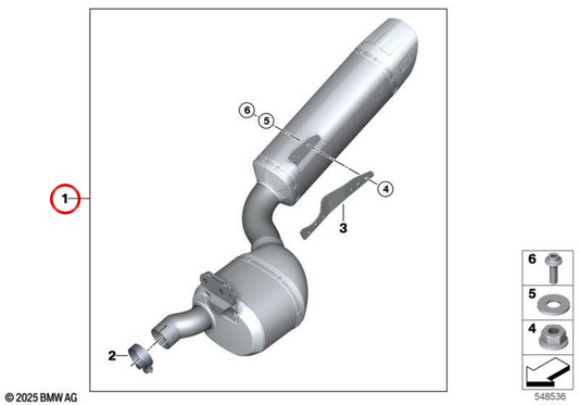 Right rear silencer OEM 77115B44C43 for BMW Motorrad F 900 R, F 900 XR... and more. Original BMW Motorrad.