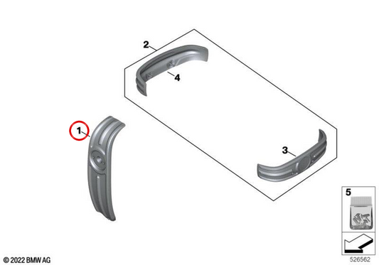 Set modanatura rivestimento copertura cinghia OEM 77122469281 per moto BMW R18, R18 Classic, R18 B, R18 Transcontinental. BMW Motorrad originale.