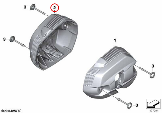 Coperchio testata destro nero OEM 77129457228 per moto BMW R nineT, R nineT Pure, R nineT Scrambler, R nineT Urban G/S… e altro. Originale BMW Motorrad.