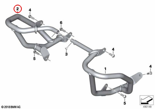 Protettore motore destro nero lucido OEM 77145A5A556 per BMW F 750 GS, F 800 GS, F 850 GS, F 900 GS. Originale BMW Motorrad.