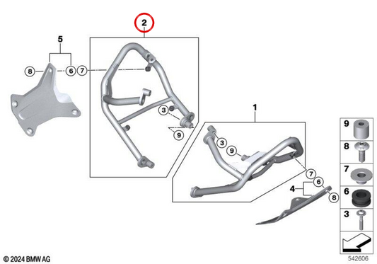 OEM 77145B3FDA8 Stampa di protezione del motore destro per BMW R 1300 GS (KA1) 05/2022 - 03/2025 motocicli. BMW MOTORAD originale.