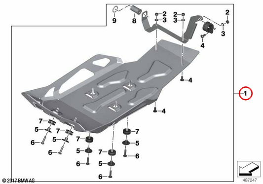 Enduro engine protector in anodized aluminum OEM 77148533747 for BMW motorcycles R 1200 GS, R 1200 GS Adventure… and more. Original BMW Motorrad.