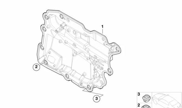 Soporte de puerta trasera derecha OEM 51427181064 para BMW E65. Original BMW.