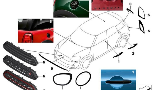 Asidero exterior Splitdoor Piano Black OEM 51249448470 para MINI Clubman F54, F54 LCI. Original MINI.