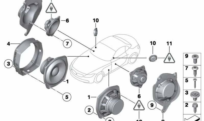 Adaptador altavoz izquierdo OEM 65139175487 para BMW Z4 E89. Pieza original BMW.