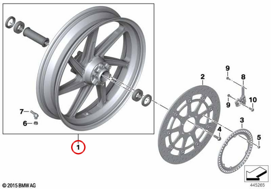 Roue avant noire OEM 77218555035 pour BMW Motorrad S 1000 XR. BMW Motorrad d'origine.