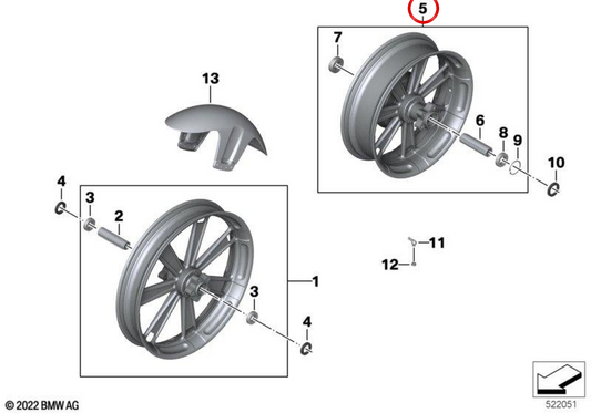 OEM-Schmiedefelge hinten 77219457425 für BMW Motorrad R18, R18 Classic, R18 B, R18 Transcontinental. Original BMW Motorrad.