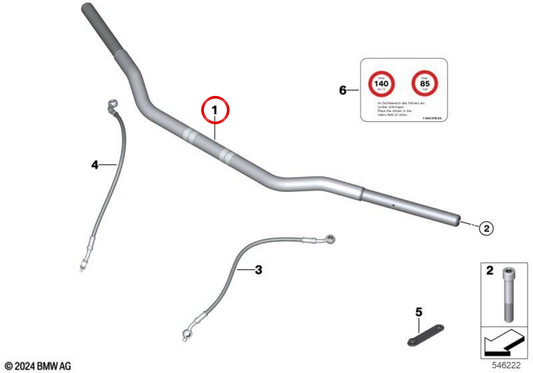 Schwarzer Dragbar -Lenker OEM 77225A936D9 für BMW R18 Motorcycles, R18 Classic. Originaler BMW Motorrad.