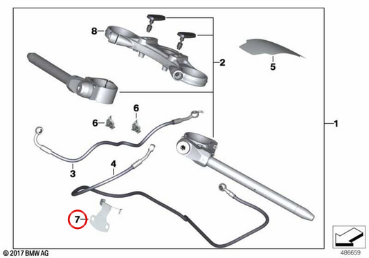 Limitador del ángulo de dirección OEM 77228565096 para motos BMW R nineT (K21) 2015-2020. Original BMW Motorrad.