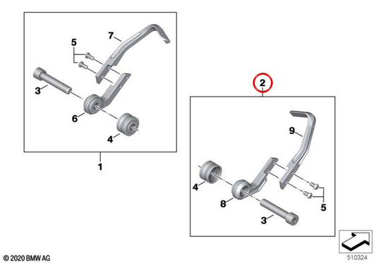 Protecteur de levier de frein avant OEM 77231539588 pour motos BMW S1000RR, M1000RR. BMW Motorrad d'origine.