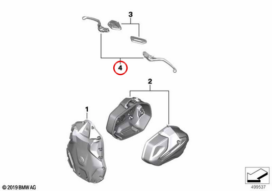 Leva regolabile HP OEM 77232462953 per moto BMW R 1200 GS, R 1250 GS, R 1250 RT, R 1250 R, R 1250 RS. BMW Motorrad originale.
