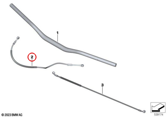 Mangueira de freio dianteiro OEM 77235A7A240 para motocicletas BMW R nineT (KR3, de 10/2022). Originais BMW Motorrad.