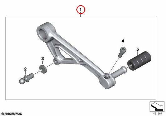 Levier de vitesse réglable noir OEM 77252455704 pour motos BMW R1200GS, R1250GS, R1200GS Adv., R1250GS Adv. BMW Motorrad d'origine.