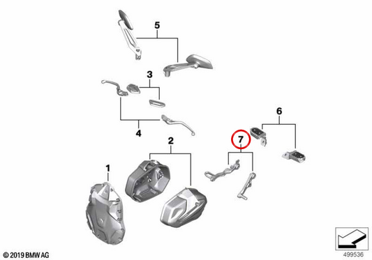 Verstellbarer HP Fußhebel OEM 77252462956 für BMW R 1250 GS, R 1250 GS Adventure Motorräder. Original BMW Motorrad.