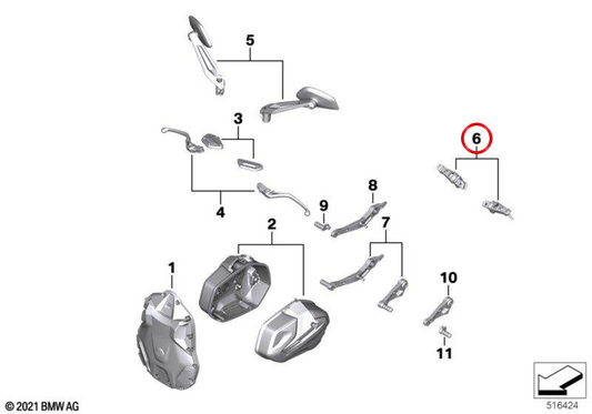 Reposapiés del conductor ajustables HP OEM 77252462962 para motos BMW R1250R, R1250RS. Original BMW Motorrad.