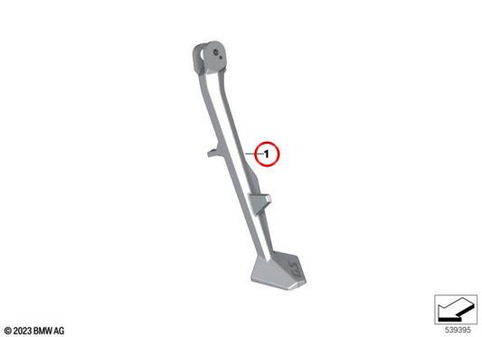 Allargamento della base d’appoggio cavalletto laterale argento OEM 77255A784B1 per moto BMW F 900 GS, F 900 GS Adventure… e altro. Originale BMW Motorrad.