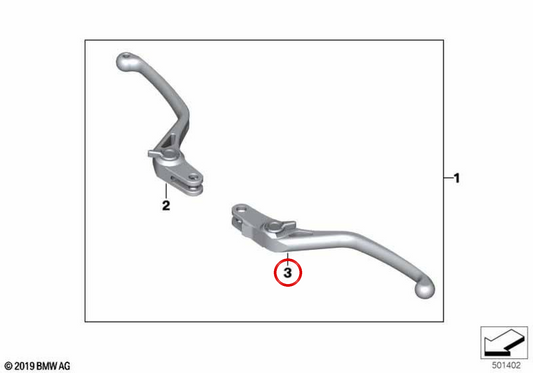 Leva frizione HP OEM 77258554323 per moto BMW R1200GS, R1200GS Adventure, R1200RT, R1200R, R1200RS. BMW Motorrad originale.