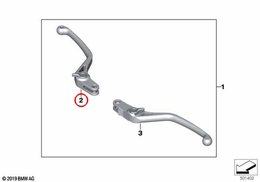 Leva del freno a mano anteriore OEM 77258554324 per moto BMW R1200GS, R1200GS Adventure, R1200RT, R1200R, R1200RS... e altro ancora. BMW Motorrad originale.