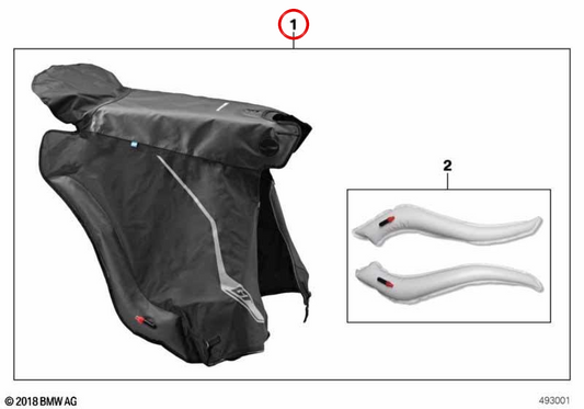 Waterproof leg cover blanket for scooter OEM 77312455414 for BMW C 400 GT, C 400 X and C 400 GTZ5 motorcycles. Original BMW Motorrad.