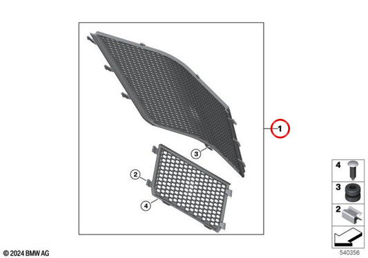 Kühlergrill OEM 77315B34B75 für Motorräder BMW S 1000 R, S 1000 RR, S 1000 XR, M 1000 RR, M 1000 R. Original BMW Motorrad.