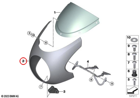 Daytona-Cockpitverkleidung OEM 77315B38A73 für BMW R 12 nineT, R 12 nineT A2 (KR1) Original BMW Motorrad