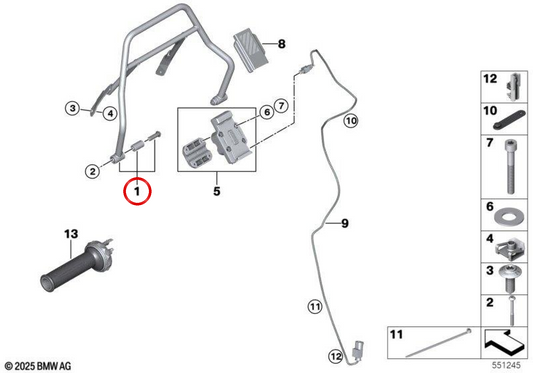 Set supporti Navigator OEM 77315B48F56 per moto BMW R 12 G/S (dal 03/2025), reequipaggiamento navigatore, Originale BMW Motorrad.