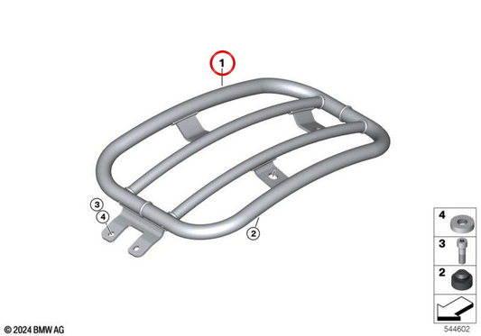 Porta-bagagens traseiro preto OEM 77317914916 para motos BMW R 18, R 18 Classic, R 18 Roctane. Original BMW Motorrad.