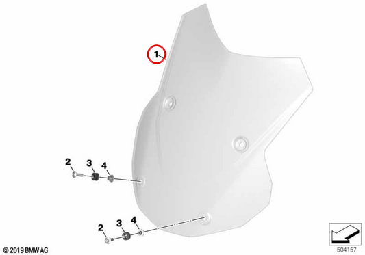 Sport tinted windshield OEM 77318392784 for BMW Motorrad S 1000 XR K69, M 1000 XR KM9… and more. Original BMW Motorrad.