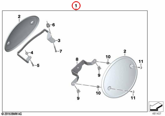 High white high-number-plate panel set OEM 77318394220 for BMW R nineT, R nineT Pure, R nineT Scrambler, R nineT Racer, R nineT Urban G/S motorcycles. Original BMW Motorrad