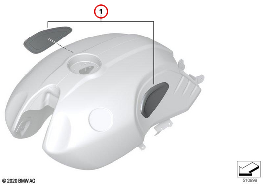 Jeu de protège-genoux réservoir gauche et droit noir OEM 77318546308 pour motos BMW R nineT, R nineT Pure, R nineT Scrambler, R nineT Racer, R nineT Urban G/S... et plus. Original BMW Motorrad.