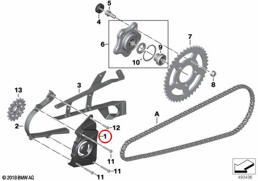 Tampa da roda dentada de carbono HP OEM 77318555880 para motocicletas BMW S 1000 RR, S 1000 R, S 1000 XR, HP4 Race. Originais BMW Motorrad.
