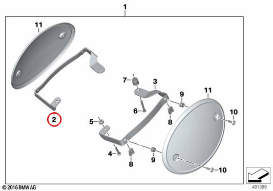 Rechte Halterung für Rückennummerntafel OEM 77318559462 für BMW R nineT, R nineT Pure, R nineT Scrambler, R nineT Racer, R nineT Urban G/S... und mehr. Original BMW Motorrad.