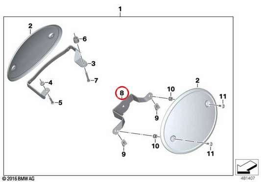 Support de plaque dorsale haute gauche OEM 77318564675 pour motos BMW R nineT, R nineT Pure, R nineT Scrambler, R nineT Racer, R nineT Urban G/S… et plus. Original BMW Motorrad.