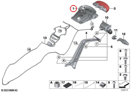 Tappo posteriore corto centrale OEM 77318829961 per moto BMW R 12 nineT, R 12 nineT A2 e R 12. Originale BMW Motorrad.