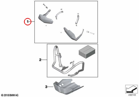Protección de manos negra OEM 77322459287 para motos BMW G 310 GS, G 310 R. Original BMW Motorrad.