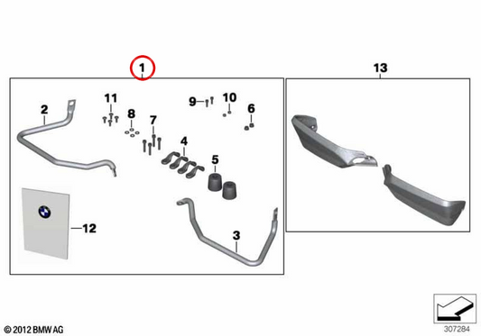Conjunto de protetores de mãos para motos BMW F 800 GS K72 OEM 77328532949, para guiador, compatível com F 800 GS 2012-2017 e F 650 GS K72 2011-2018. Original BMW Motorrad.
