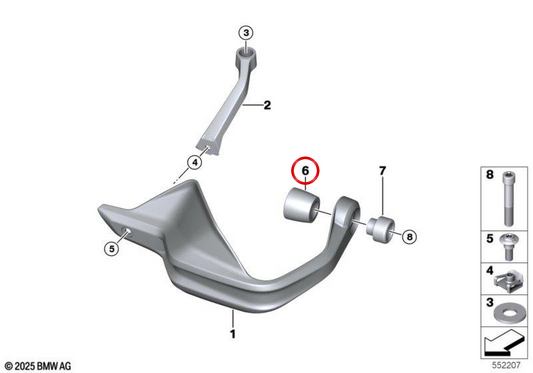 Douille d'espacement OEM 77328558470 pour motos BMW R nineT, R nineT Pure, R nineT Scrambler, R nineT Urban G/S. BMW Motorrad d'origine.