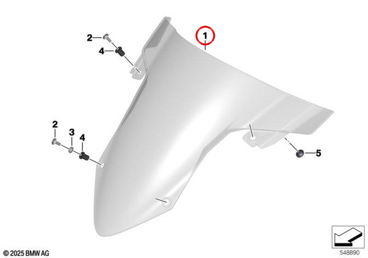 Pára-brisa colorido OEM 77331686589 para BMW Motorrad S 1000 RR (K67), M 1000 RR (K66), S 1000 R (K63). Originais BMW Motorrad.