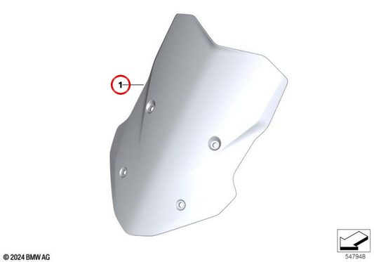 Parabrisa alto fumado OEM 77335A8E0A9 para motos BMW F 900 XR e F 900 XR A2 (K84), com logótipo XR lateral. Original BMW Motorrad.
