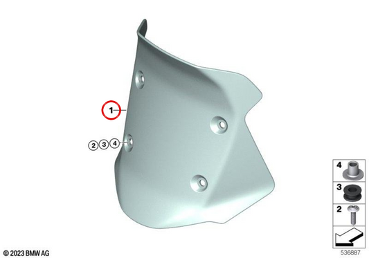 Parabrisas delantero alto con tinte 75% OEM 77337107668 para BMW F 850 GS, F 900 GS. Original BMW Motorrad.