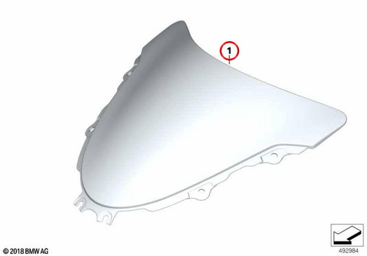 Pára-brisa vermelho OEM 77338404247 para BMW R nineT Racer (K32). Originais BMW Motorrad.