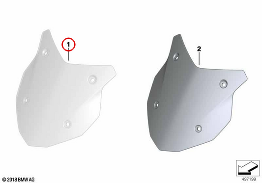 Parabrisa desportivo transparente OEM 77338409971 para motos BMW F 900 XR, F 900 XR A2, F 900 XR 25, F 900 XR A2 25. Original BMW Motorrad.