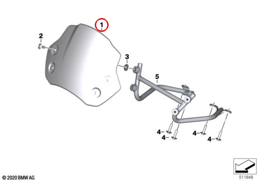 Para-brisas em alumínio escovado OEM 77338559576 para motociclos BMW R nineT, R nineT Pure, R nineT Scrambler, R 12 nineT… e mais. Original BMW Motorrad
