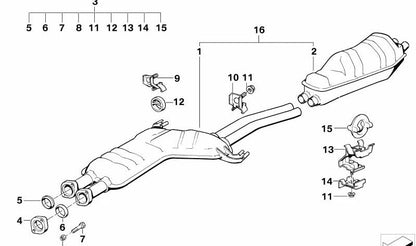 Silenciador intermedio para BMW Serie 5 E34 (OEM 18129068595). Original BMW